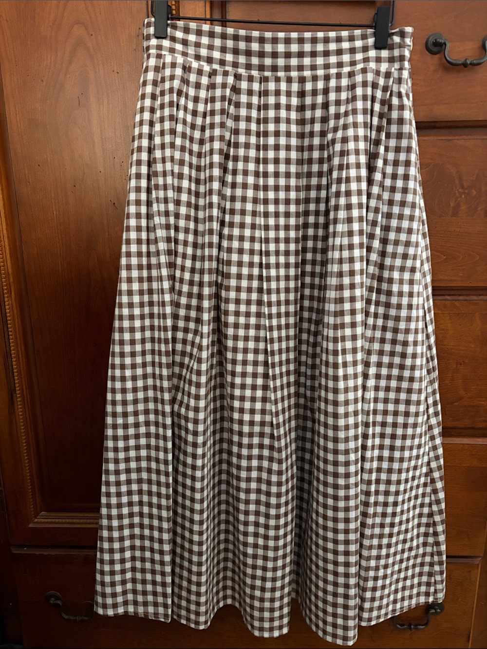 Classic Brown Gingham A-Line Skirt
